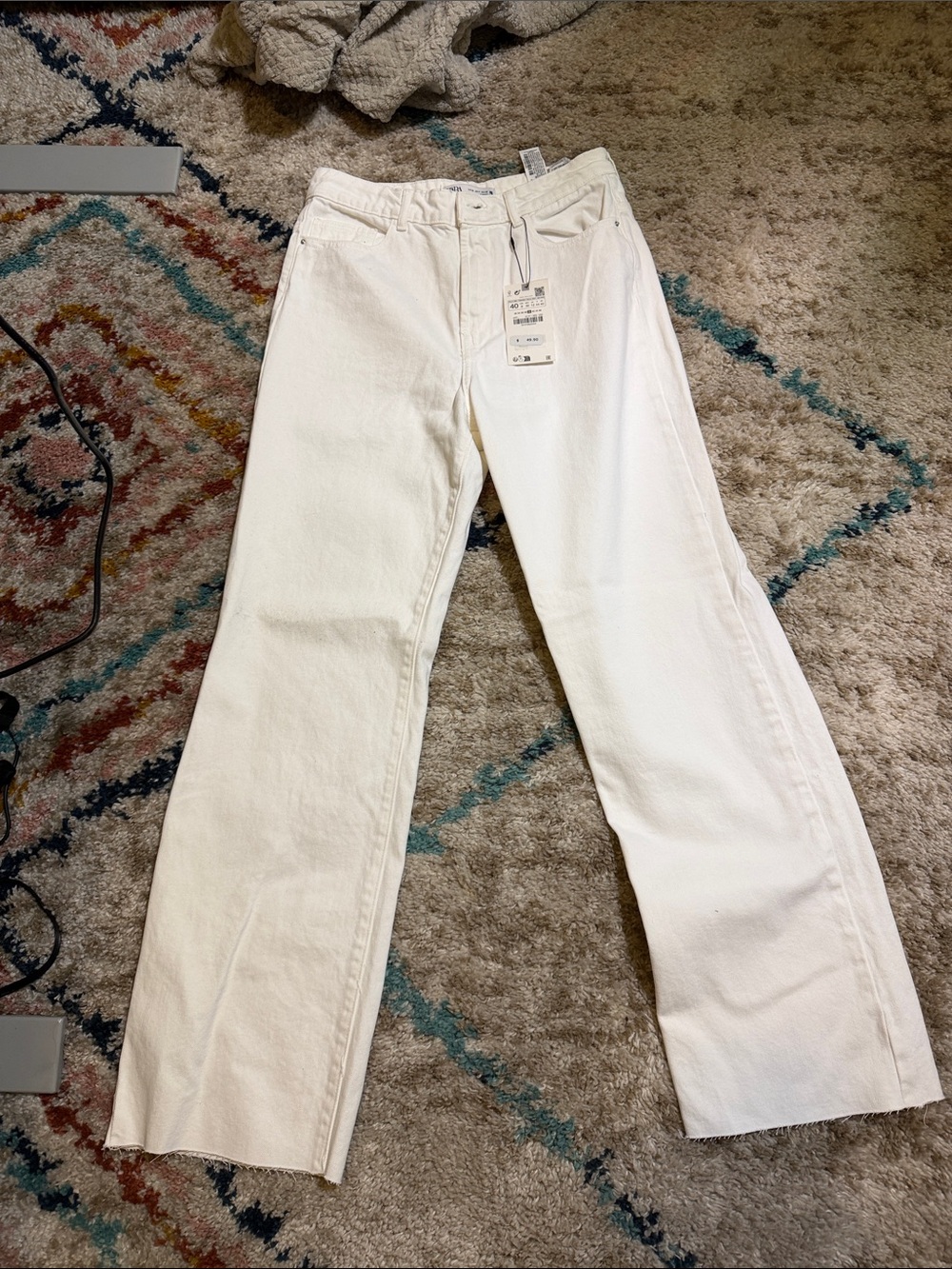 White Straight-Leg Jeans